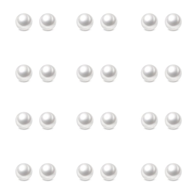 Charisma 5mm Composite Pearl Stud Earrings Round Ball Pearls Hypoallergenic 12 Pairs Imitation Pearl Earrings Set for Women - Image 1